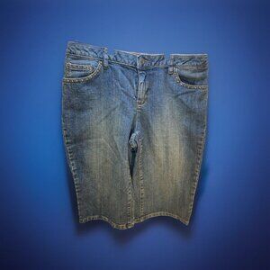 Liz Claiborne Size 12 Jeans‎ Capri Dark Vintage Wash Denim Short Stretch ~ New